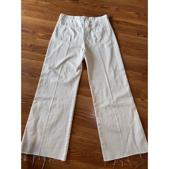 Veronica beard Ecru TAYLOR CROPPED WIDE-LEG high rise JEAN size 32/ US 14 - Picture 14 of 15